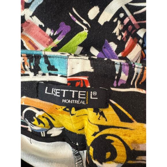 Lisette l Montreal Abstract Multicolor Capri Stretch Sz L 30” Waist, 21” Inseam - Picture 4 of 5